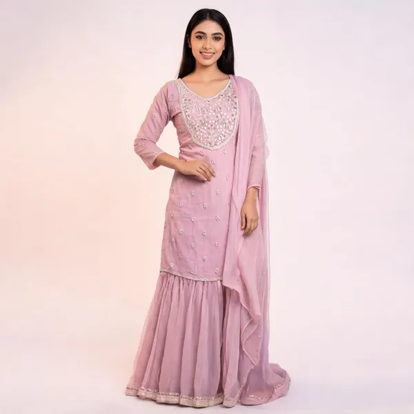 Baby_Pink_Chinon_Embroidered_Kurti_Garara_Set_For_Women