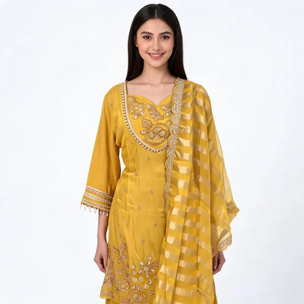 Yellow_Shimmer_Embroidered_Suit_Set_For_Women