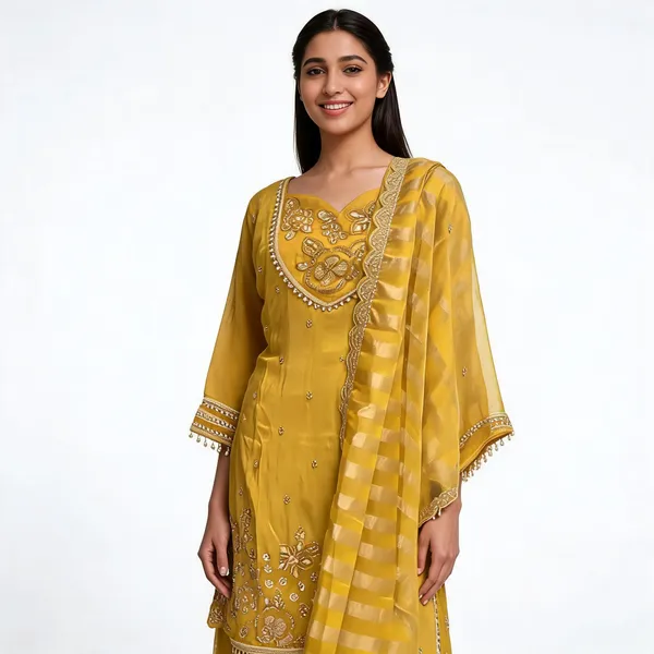 Yellow_Shimmer_Embroidered_Suit_Set_For_Women