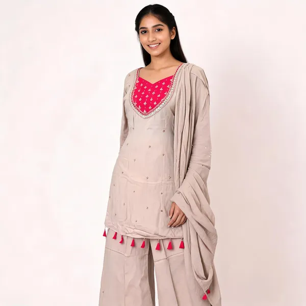 Beige_Chinon_Embroidered_Suit_Set_For_Women
