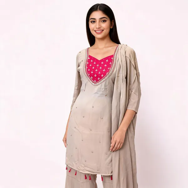 Beige_Chinon_Embroidered_Suit_Set_For_Women