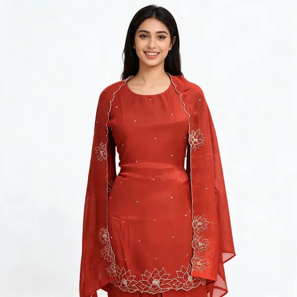 Rust_Chinon_Straight_Embroidered_Suit_Set_For_Women