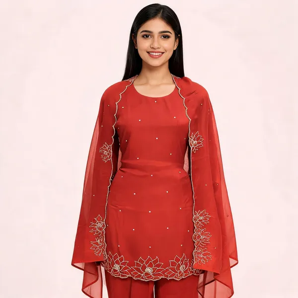 Rust_Chinon_Straight_Embroidered_Suit_Set_For_Women
