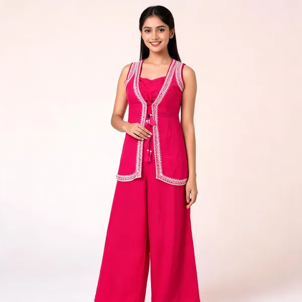Pink_Chinon_Embroidered_Jacket_Co-Ord_Set_For_Women