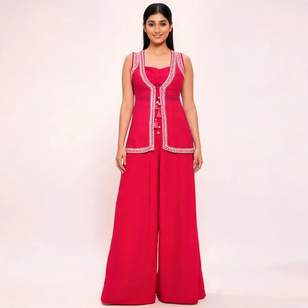Pink_Chinon_Embroidered_Jacket_Co-Ord_Set_For_Women