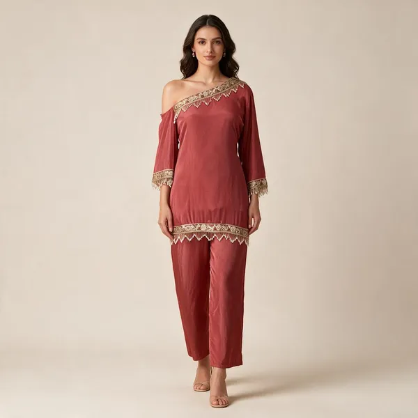 Dark_Pink_Crepe_A-Line_Embroidered_Suit_Set_For_Women