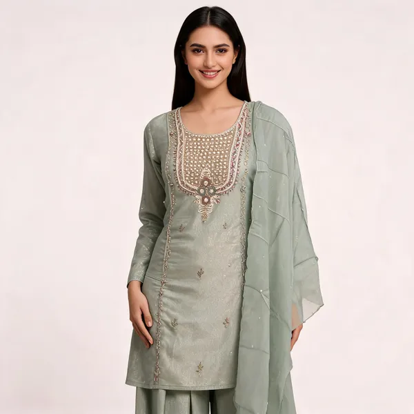 Mint_Green_Shimmer_Straight_Kurta_Pant_Palazzo_Set_For_Women