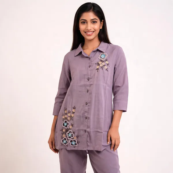 Lavender_Cotton_Relaxed_Embroidered_Shirt_Suit_Set_For_Women