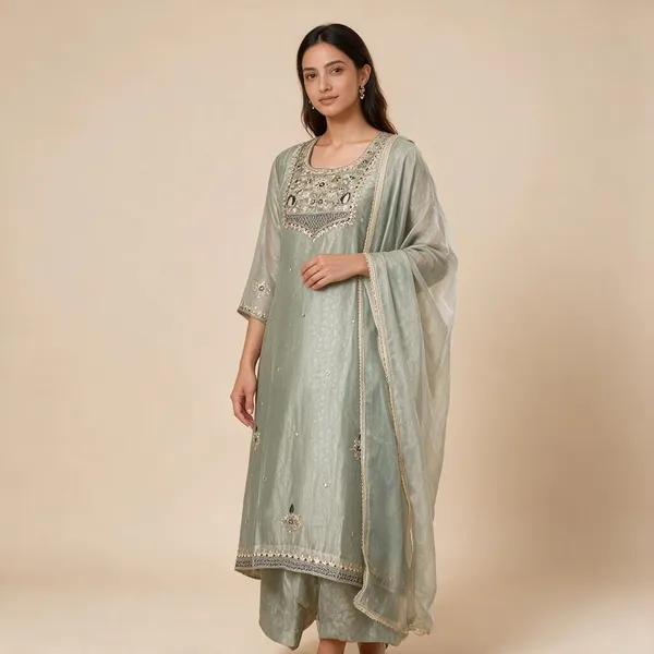 Mint_Green_Shimmer_Tissue_Peplum_Embroidered_Kurta_Suit_Set_For_Women