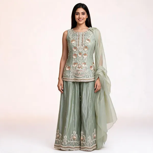 Sage_Green_Shimmer_Embroidered_Jacket_Suit_Set_For_Women