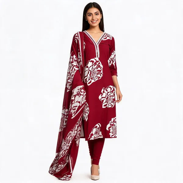 Maroon_Cotton_Festive_Kurta_Pant_Dupatta_Set_For_Women