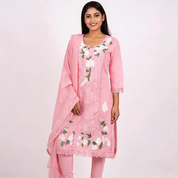Peach_Cotton_Printed_Kurta_Pant_Dupatta_Set_For_Women
