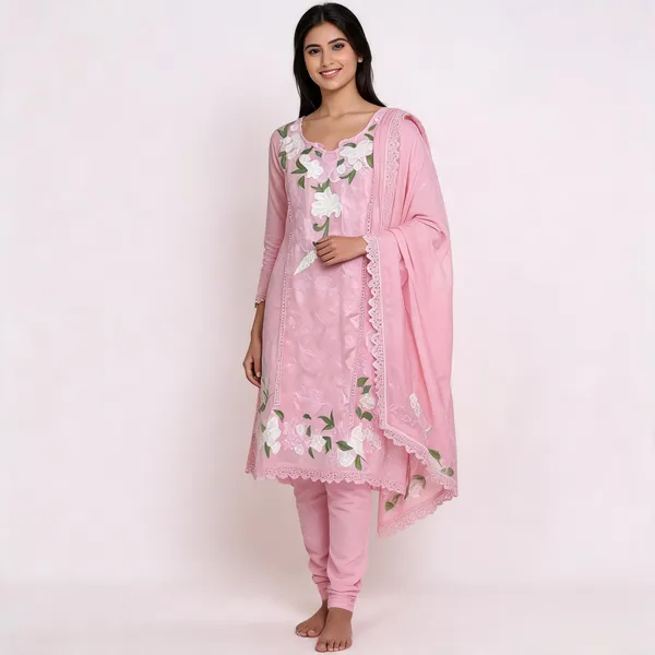 Peach_Cotton_Printed_Kurta_Pant_Dupatta_Set_For_Women