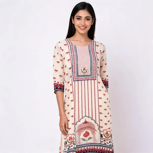 Multi_Muslin_Neck_Detail_Festive_Kurta_For_Women