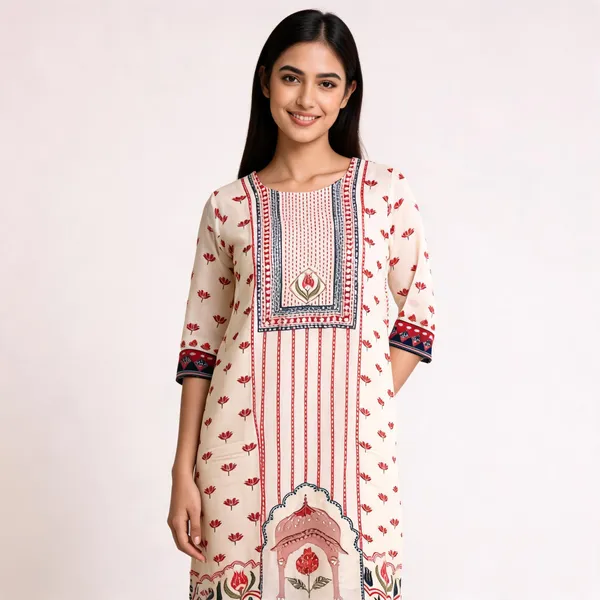 Multi_Muslin_Neck_Detail_Festive_Kurta_For_Women