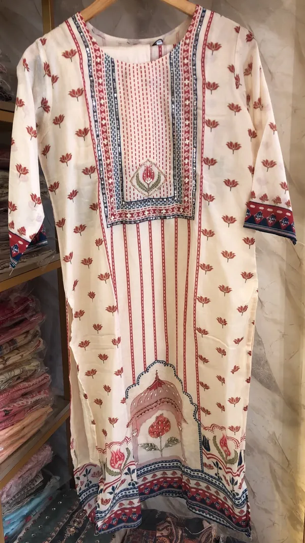 Multi_Muslin_Neck_Detail_Festive_Kurta_For_Women