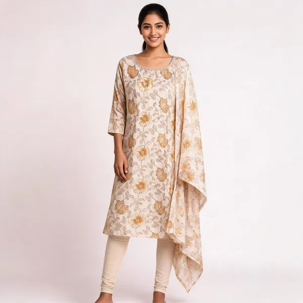 Light_Beige_Cotton_Printed_Kurta_Pant_Dupatta_Set_For_Women