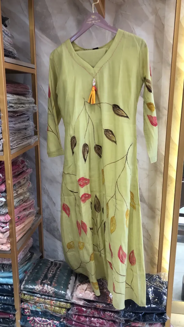 Light_Green_Cotton_A-Line_Hand_Painted_Kurta_Pant_Dupatta_Set_For_Women
