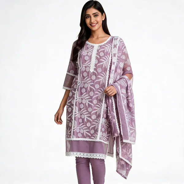 Lavender_Cotton_Schiffli_Organza_Dupatta_Kurta_Pant_Set_For_Women