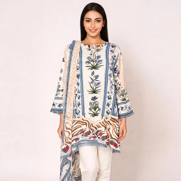 Multi_Cotton_A-Line_Printed_Kurti_Pant_Dupatta_Set_For_Women