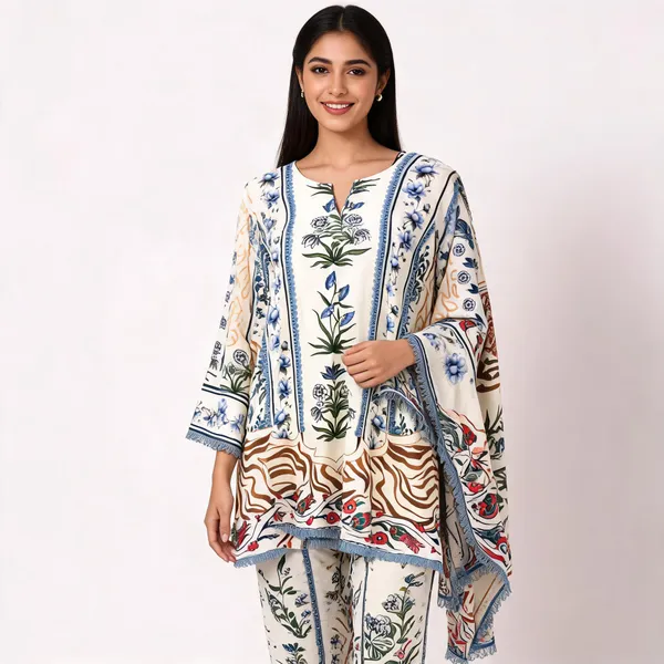 Multi_Cotton_A-Line_Printed_Kurti_Pant_Dupatta_Set_For_Women