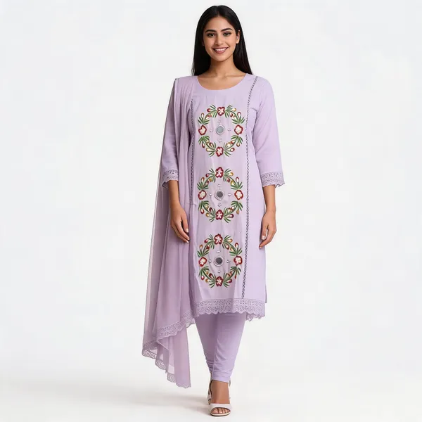 Light_Lavender_Cotton_Hand_Painted_Kurta_Pant_Dupatta_Set_For_Women