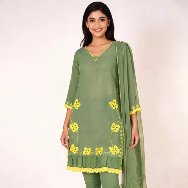 Green_Cotton_Boutique_Work_Kurta_Pant_Dupatta_Set_For_Women
