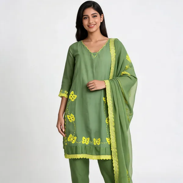 Green_Cotton_Boutique_Work_Kurta_Pant_Dupatta_Set_For_Women