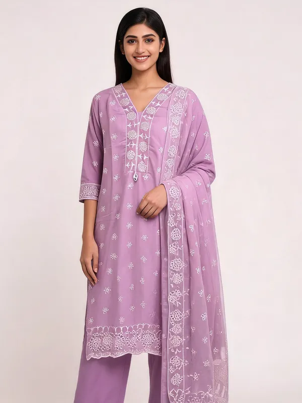 Chikankari_Suit_Set_for_Women_-_Lavender_Cotton_3_Piece_with_Designer_Dupatta_|_Daily_Wear