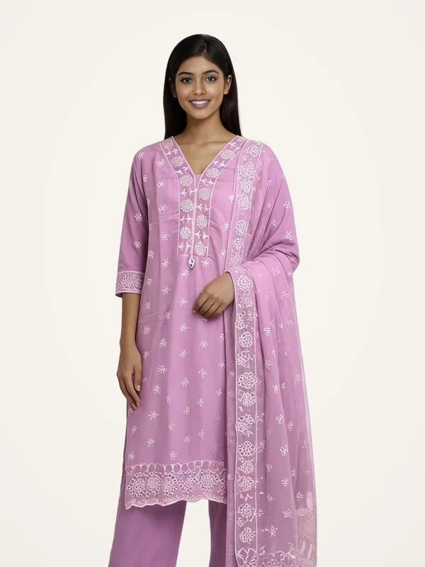 Chikankari_Suit_Set_for_Women_-_Lavender_Cotton_3_Piece_with_Designer_Dupatta_|_Daily_Wear