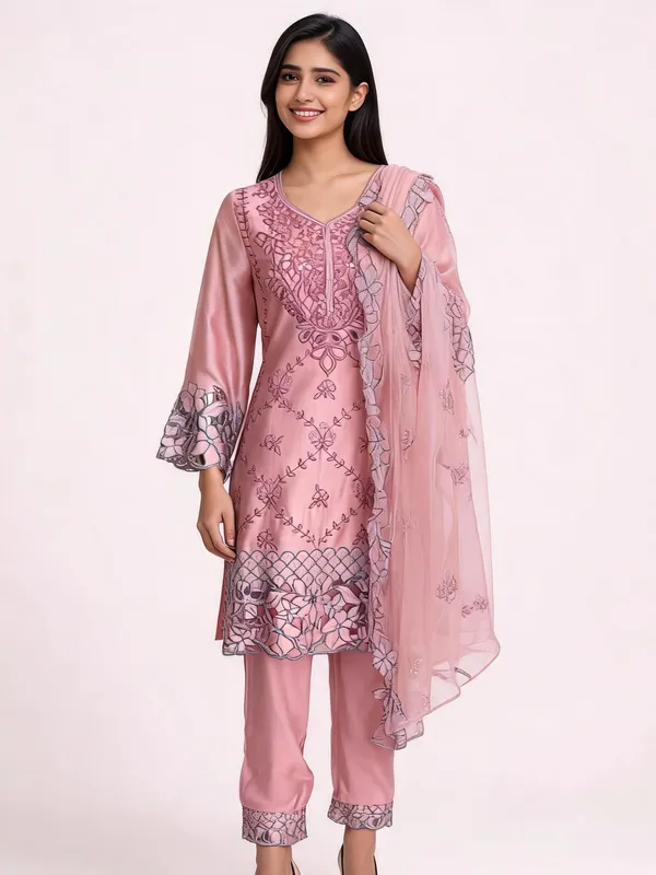 Pakistani_Suit_Set_for_Women_-_Pink_Satin_Laser_Cut_|_Festive_Wear