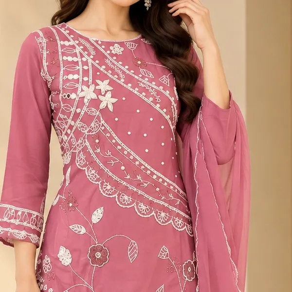 Sharara_Suit_Set_for_Women_-_Pink_Silk_Pearl_Work_3_Piece_|_Festive_Wear