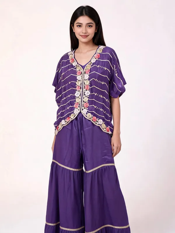Jacket_Gharara_Set_for_Women_-_Purple_Chinon_Heavy_Hand_Work_Jacket_|_Wedding_Wear