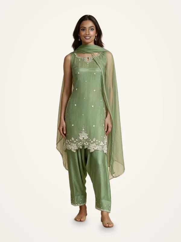 Farshi_Salwar_Suit_Set_for_Women_-_Green_Crepe_Designer_|_Festive_Wear