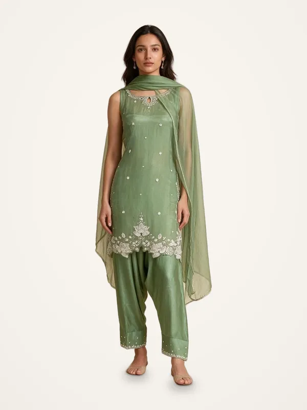 Farshi_Salwar_Suit_Set_for_Women_-_Green_Crepe_Designer_|_Festive_Wear