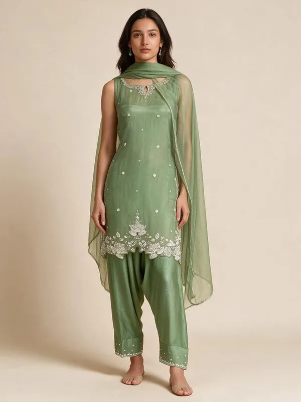 Farshi_Salwar_Suit_Set_for_Women_-_Green_Crepe_Designer_|_Festive_Wear