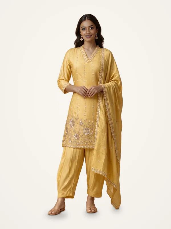 A-Line_Suit_Set_for_Women_-_Yellow_Shimmer_Hand_Work,_Heavy_Dupatta_|_Festive