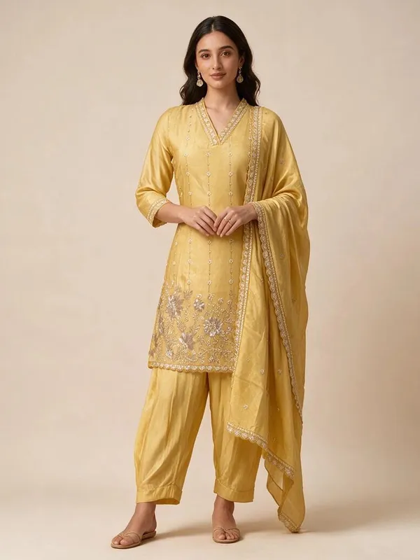 A-Line_Suit_Set_for_Women_-_Yellow_Shimmer_Hand_Work,_Heavy_Dupatta_|_Festive