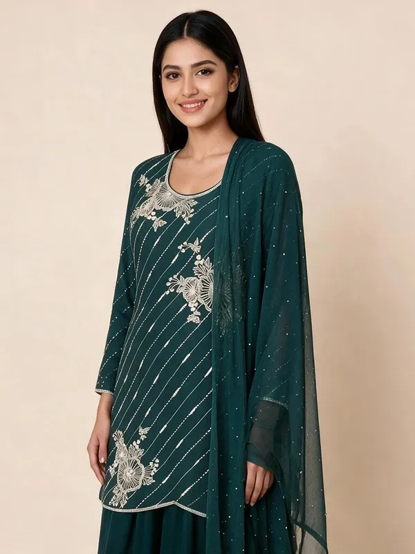 Sharara_Suit_Set_for_Women_-_Bottle_Green_Chinon_Heavy_Hand_Work_|_Wedding_Wear