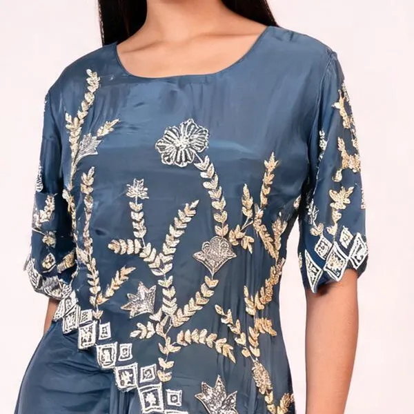 Dhoti_Skirt_Set_for_Women_-_Blue_Crepe_Designer_Hand_Work_Stylish_Upper_|_Party_Wear