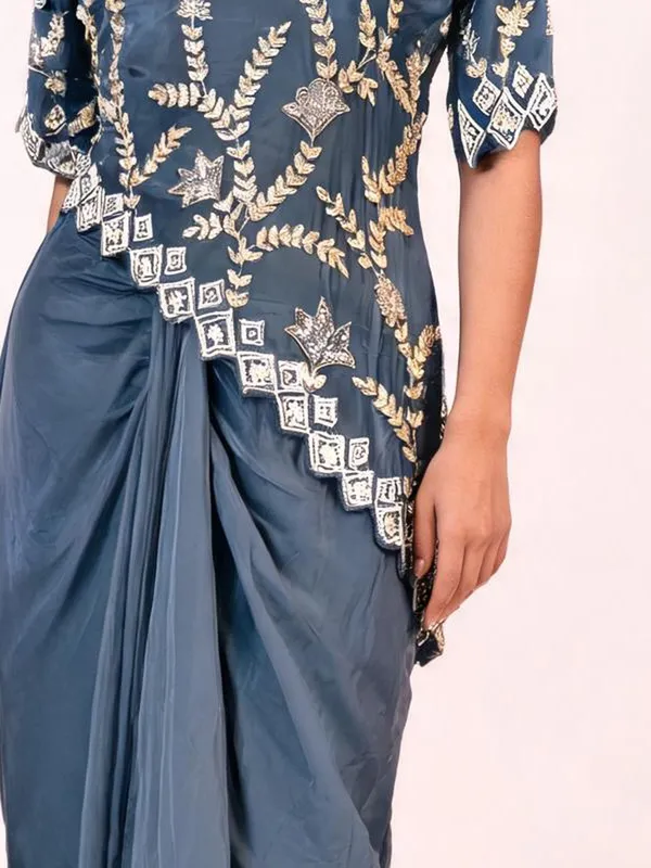 Dhoti_Skirt_Set_for_Women_-_Blue_Crepe_Designer_Hand_Work_Stylish_Upper_|_Party_Wear