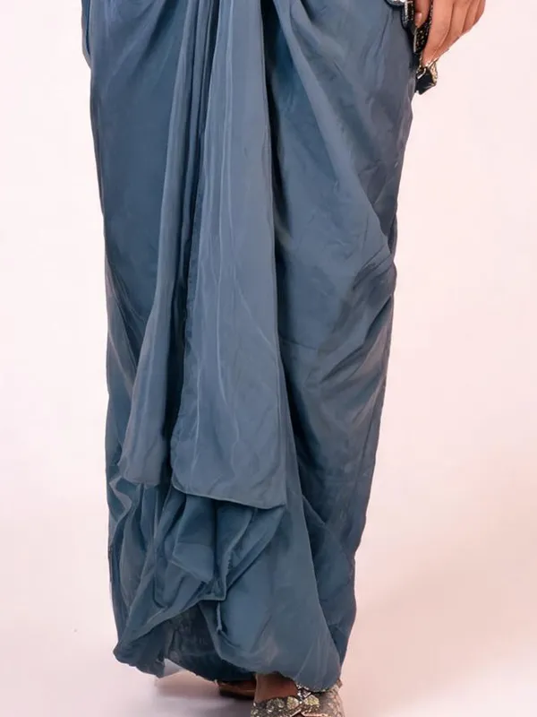 Dhoti_Skirt_Set_for_Women_-_Blue_Crepe_Designer_Hand_Work_Stylish_Upper_|_Party_Wear