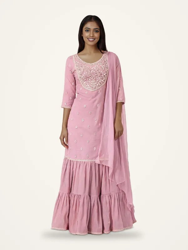 Kurti_Gharara_Set_for_Women_-_Baby_Pink_Chinon_Hand_Work_Short_Kurti_|_Festive