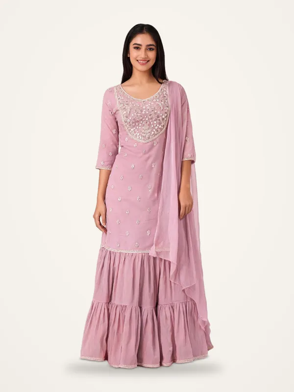 Kurti_Gharara_Set_for_Women_-_Baby_Pink_Chinon_Hand_Work_Short_Kurti_|_Festive