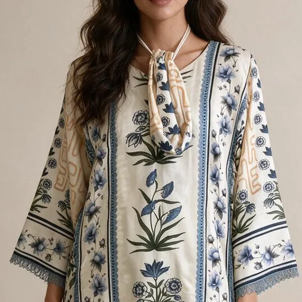 Short_Kurti_Set_for_Women_-_Multicolour_Cotton_A-Line_Printed_4_Piece