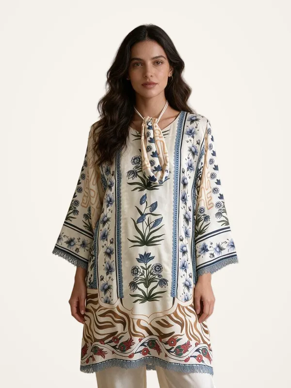 Short_Kurti_Set_for_Women_-_Multicolour_Cotton_A-Line_Printed_4_Piece