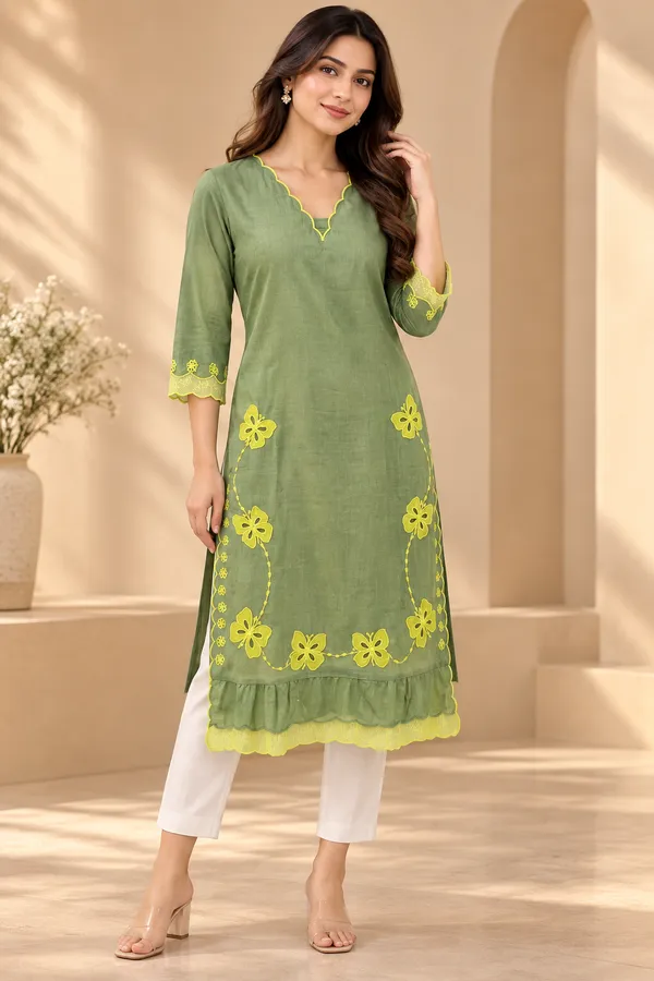 Green_Cotton_Boutique_Work_Kurta_For_Women