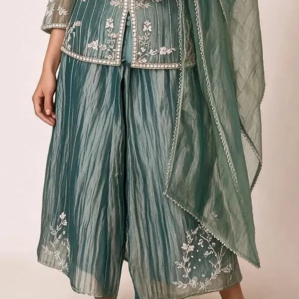 Sharara_Suit_Set_for_Women_-_Sea_Green_Crush_Tissue_Hand_Work_|_Festive_Wear