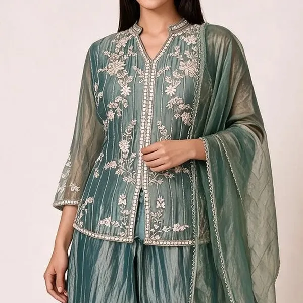 Sharara_Suit_Set_for_Women_-_Sea_Green_Crush_Tissue_Hand_Work_|_Festive_Wear