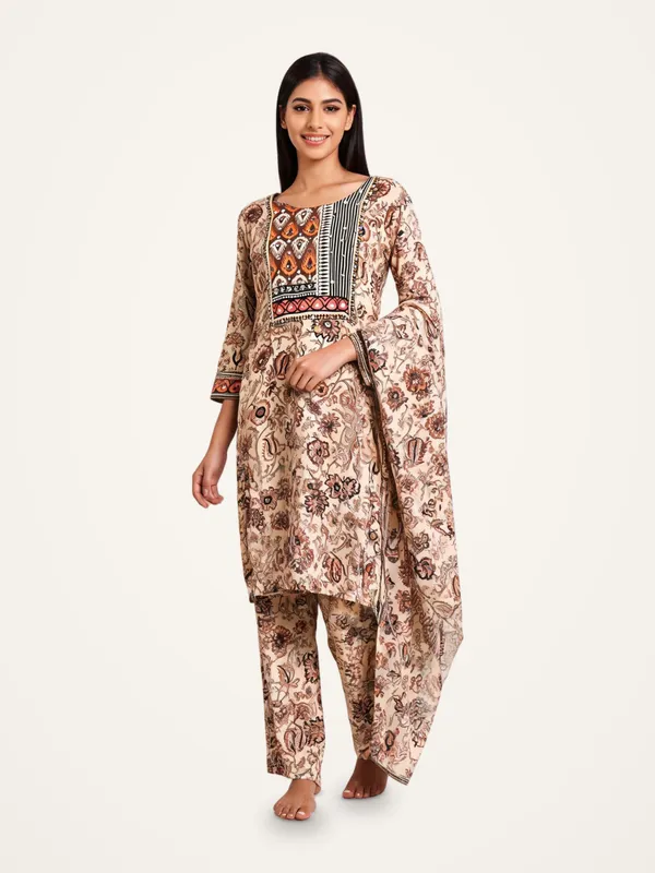 Muslin_Suit_Set_for_Women_-_Beige_with_Neck_Detailing_3_Piece_|_Daily_Wear
